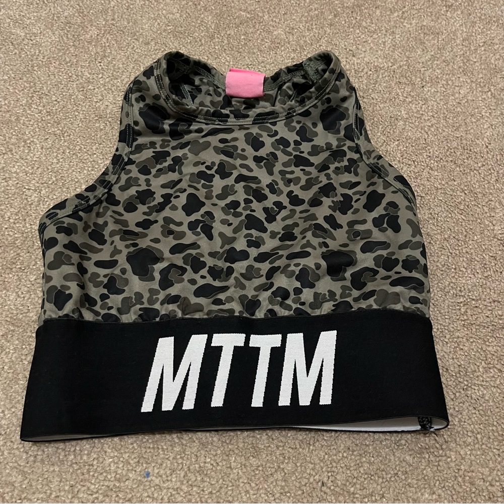 Married to the Mob MTTM Camouflage Wide Ban Strap Sports Bra Stretch XS